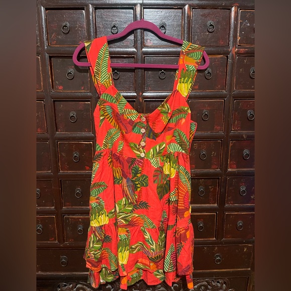FARM Rio Red and Green Tropical Dress - Picture 1 of 3